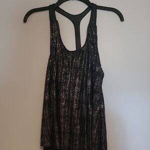 Weavers black & silver metallic racer back tank  top Sz M